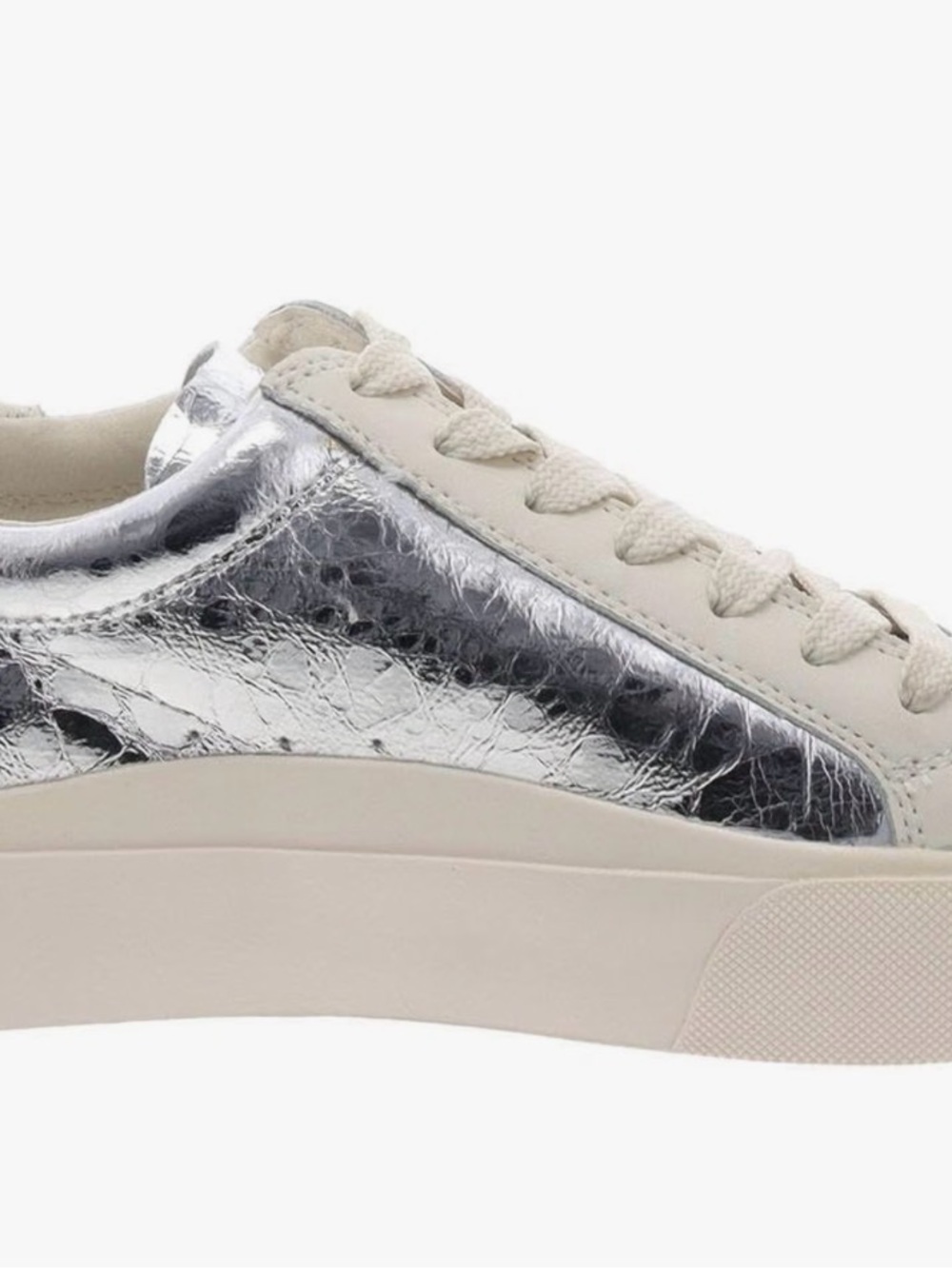 Dolce Vita White & Silver Low-Top Lace-Up Sneakers